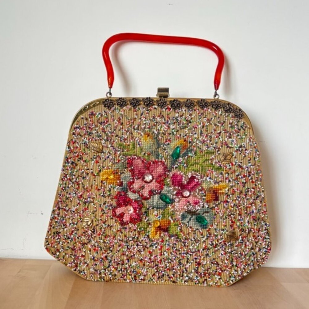 Beautiful XL Vintage Purse with a Brass Frame